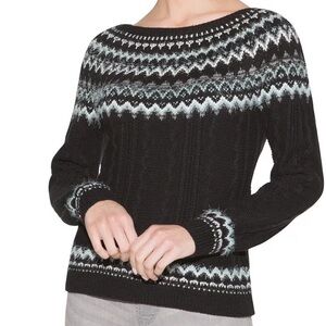White House Black Market WHBM Fair Isle Pullover Boatneck Sweater